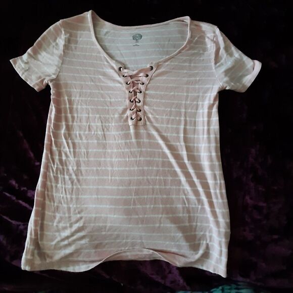 SO pink white stripe very soft XS top - Picture 1 of 3